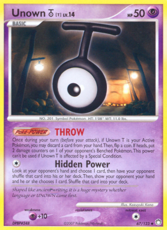 Unown T 67/123 Diamond & Pearl Mysterious Treasures