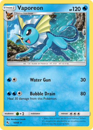 Vaporeon 18/68 Sun & Moon Hidden Fates
