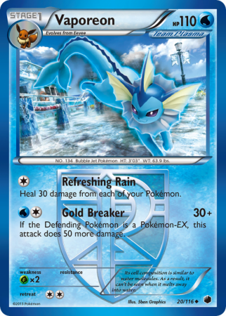 Vaporeon 20/116 Black & White Plasma Freeze