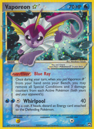 Vaporeon Star 102/108 EX Power Keepers