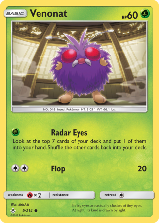 Venonat 9/214 Sun & Moon Unbroken Bonds