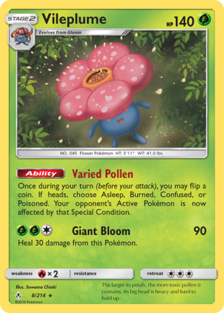 Vileplume 8/214 Sun & Moon Unbroken Bonds