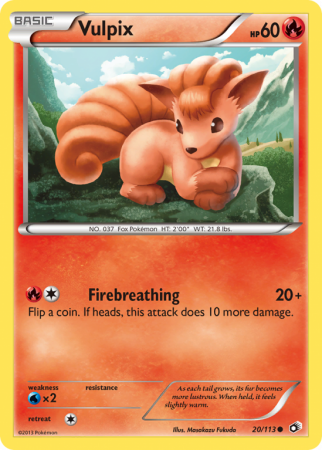 Vulpix 20/113 Black & White Legendary Treasures