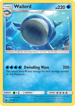 Wailord 40/168 Sun & Moon Celestial Storm