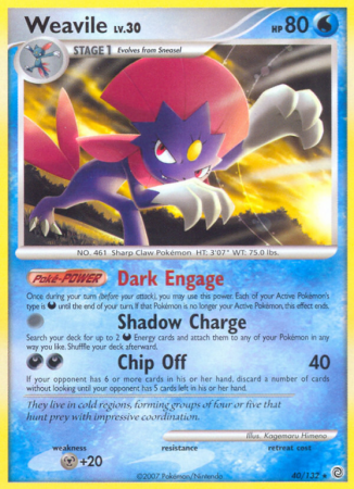 Weavile 40/132 Diamond & Pearl Secret Wonders
