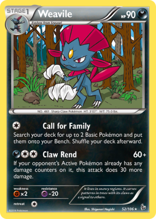 Weavile 52/106 XY Flashfire