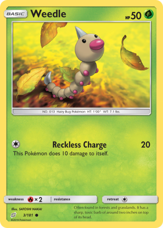 Weedle 3/181 Sun & Moon Team Up