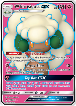 Whimsicott-GX 206/214 Sun & Moon Unbroken Bonds