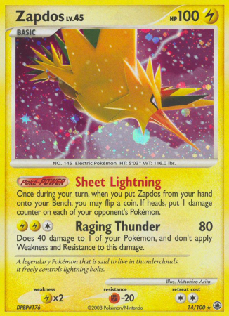 Zapdos 14/100 Diamond & Pearl Majestic Dawn