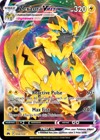 Zeraora VMAX 54/159 Sword & Shield Crown Zenith