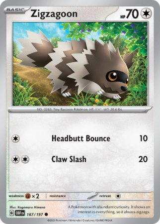Zigzagoon 167/197 Scarlet & Violet Obsidian Flames